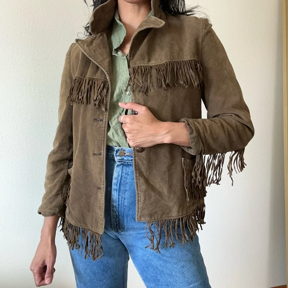 Fringe Suede Jacket in Brown - Women - Picture 5 of 9
